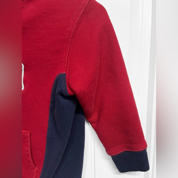 Polo Ralph Lauren toddler boy 4T dark red and navy blue hoodie with pocket - Picture 3 of 8